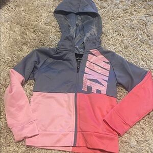 Nike Kids Zip-up Hoodie - Gray and Pink Colorblock